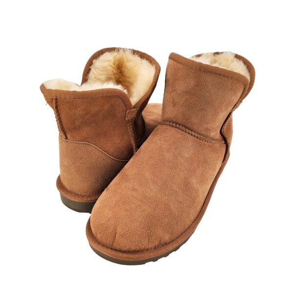 Kirkland 8 Real Fur Boots Shearling Sheepskin Suede Scalloped Fold over Shoes - Picture 14 of 16